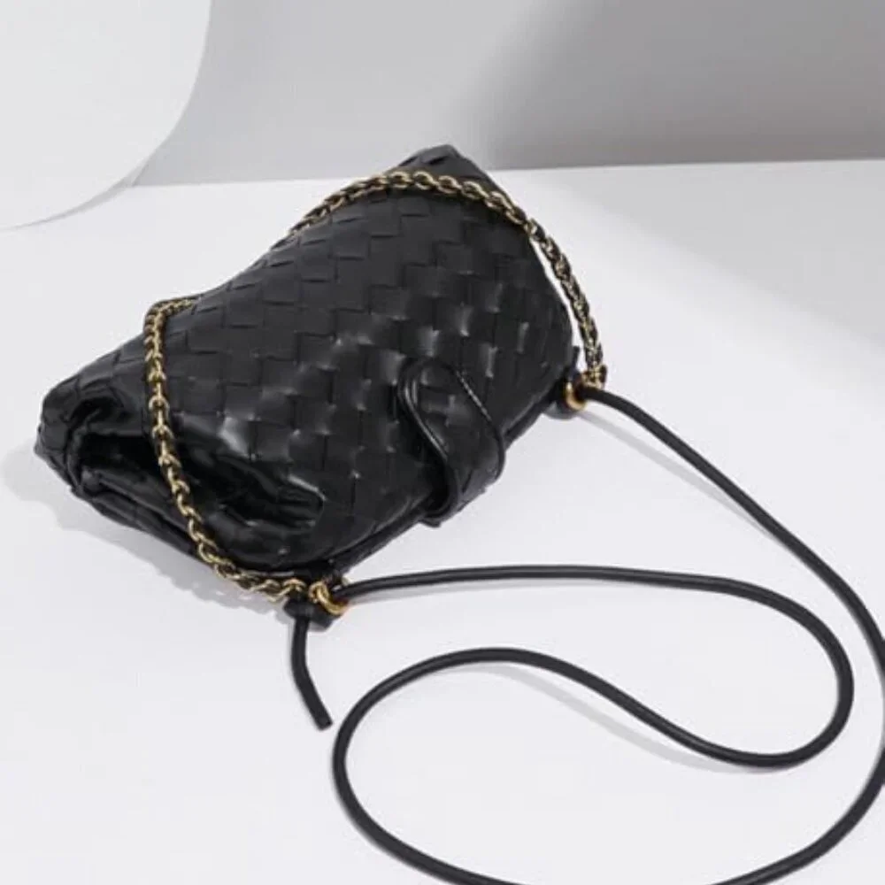 Handwoven PU Leather Crossbody Shoulder Bag Satchel Purse
